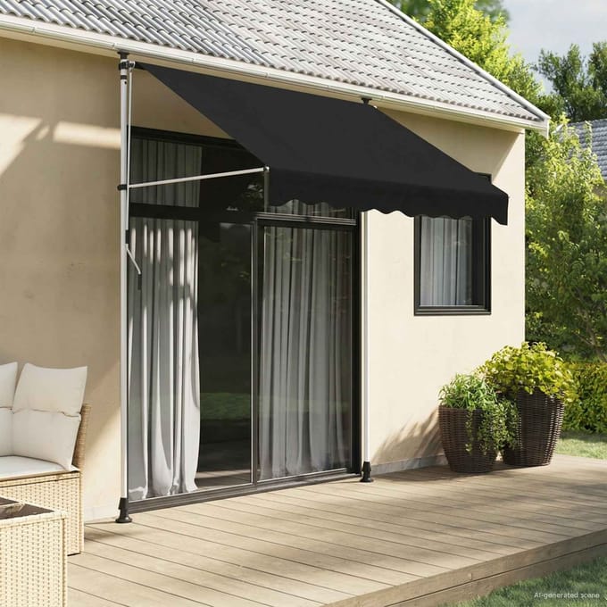 vidaXL - Handmatig - uitschuifbare - luifel - Zwart - 200 - cm