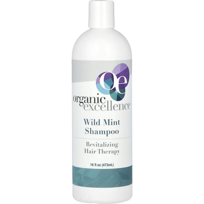 Organic Excellence, Shampoo, Revitalizing Hair Therapy, Wild Mint, 16 fl oz (473 ml) white