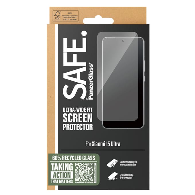 SAFE by PanzerGlass Ultra-Wide Fit Screenprotector incl. applicator voor de Xiaomi 15 Ultra