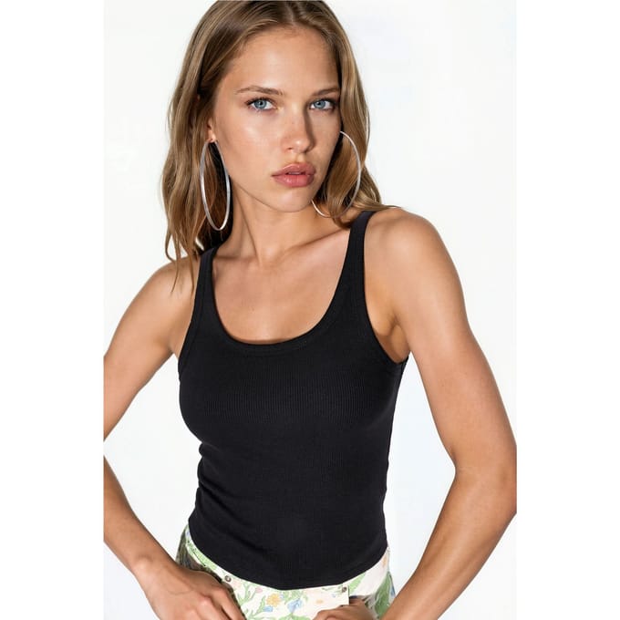 Mouwloze Geribde U-Hals Tanktop
