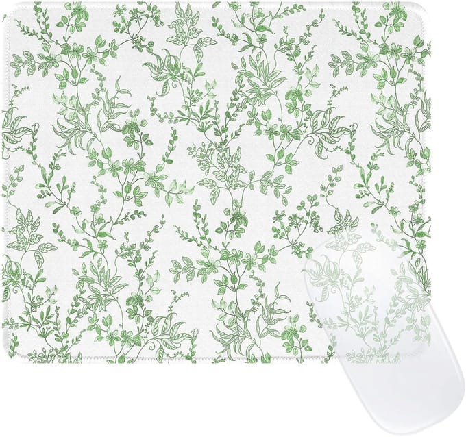 Elegante Groene Bloemen Muismat - Waterdicht & Antislip Bureauaccessoire