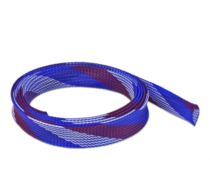 Polyester kabelsleeve | rekbaar | 25mm | blauw/wit/rood | 2 meter