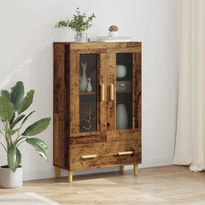 vidaXL - Highboard - Oud - Hout - 70 - x - 31 - x - 115 - cm - Bewerkt - hout