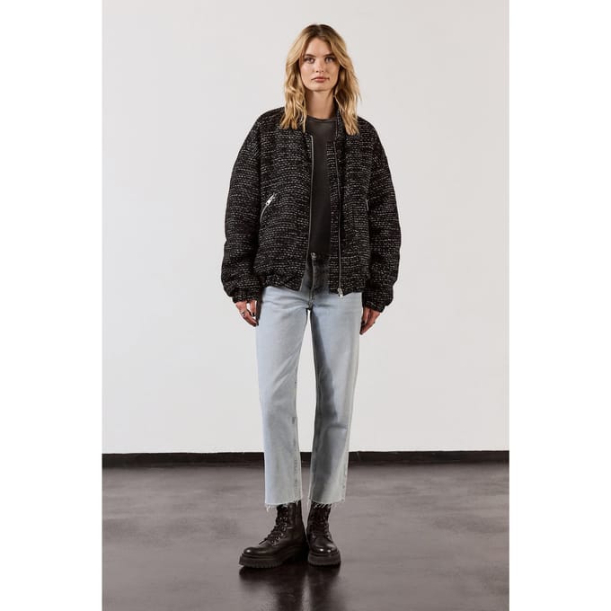 Mikuta The Black Sparkly Tweed Bomber Jacket Taglia: S | Bomber Outlet | Donna | Nero