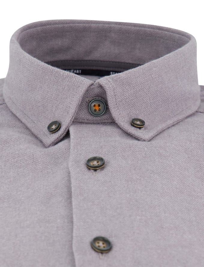 State of Art overhemd grijs gemêleerd flanel button-down