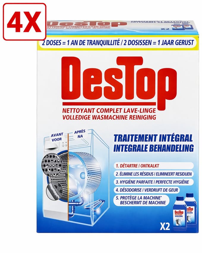 4 x Destop Wasmachine reiniger Integrale Behandeling 2 x 250 ml