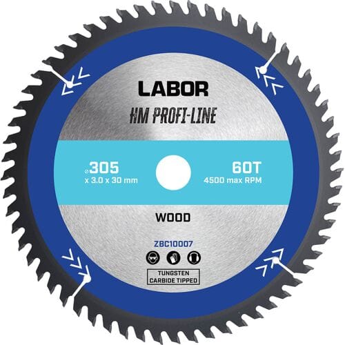 Labor HM cirkelzaagblad hout 305x30x3mm 60T