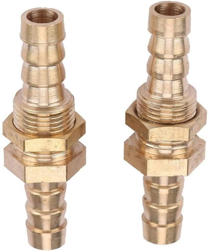 Adapter voor verbinding koppeling bulkhead schroefverbinding, messing, 2 stuks, 6 mm, duurzaam en veelzijdig