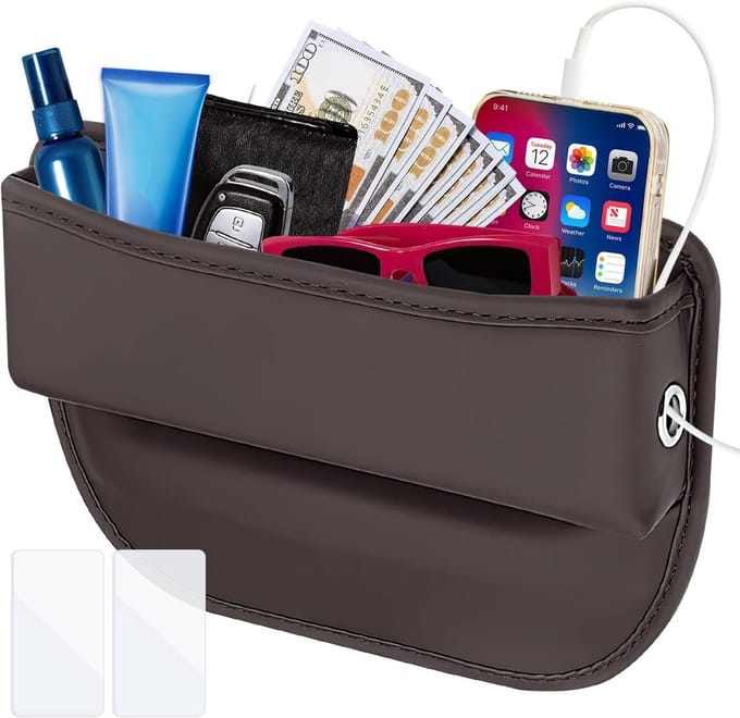 Universele Auto Zitplaats Organizer - Multifunctionele Organizer voor Kaarten, Portemonnees en Zonnebrillen (Bruin)