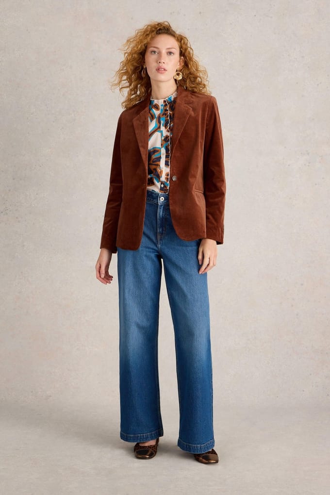 White Stuff Evelyn Cord Blazer Dark Tan Taglia: 6 | Blazers Outlet | Donna