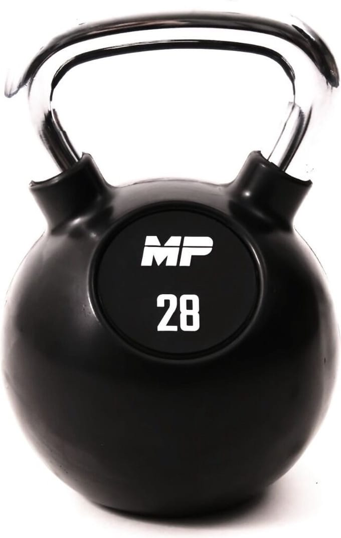 Muscle Power Rubberen Kettlebell - Zwart - 28 kg