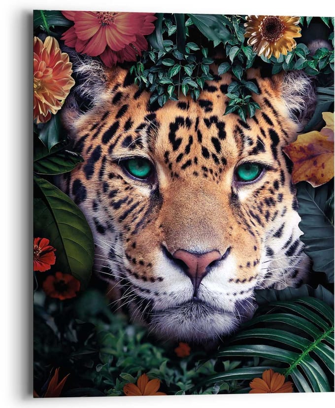 Schilderij Jungle luipaard - 50 x 40 - Hout - REINDERS