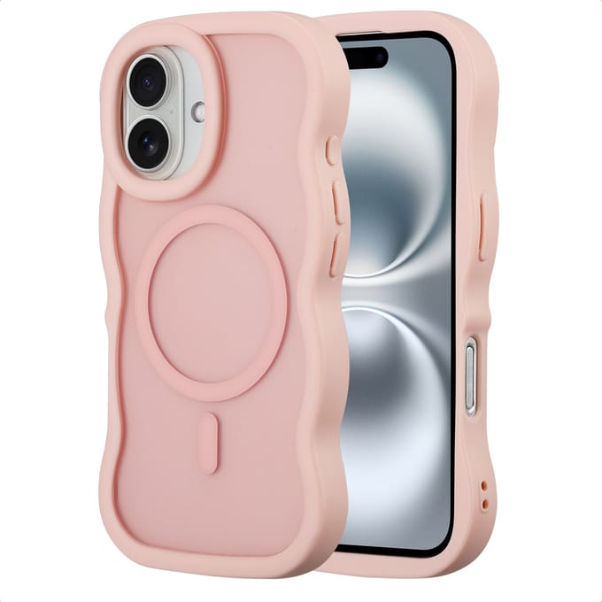 Selencia Wavy Case - Golvend Hoesje geschikt voor Apple iPhone 16 - Soft Pink