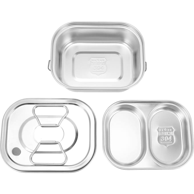 304 Roestvrijstalen Lunchbox met Deksel Lekdicht Grote Capaciteit Geïsoleerde Lunchcontainer voor L white
