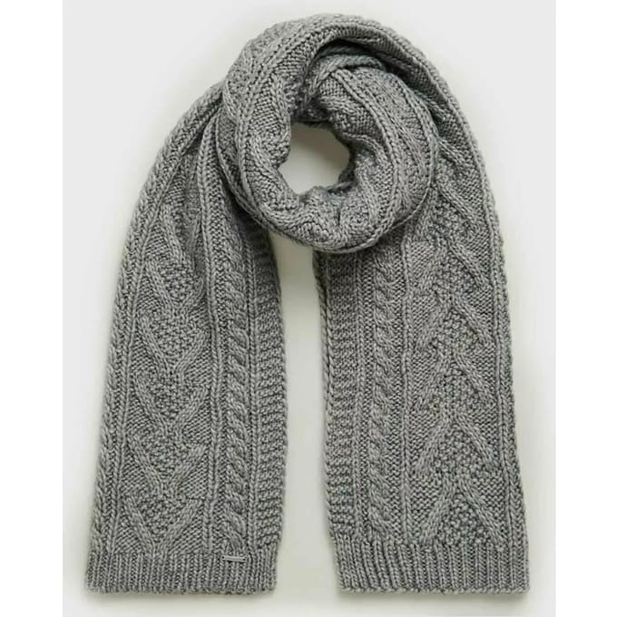 Superdry Luxe Colsjaal met Kabelpatroon Lichtgrijs Grootte: 1SIZE