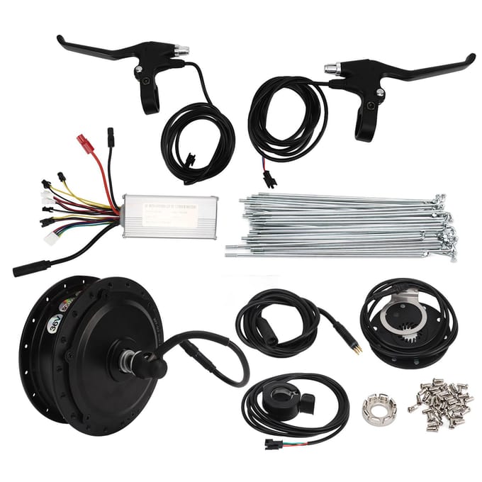 Elektrische Fiets Conversie Kit Elektrische Fiets Voorwiel Aandrijving Conversie Kit voor Doe-het-zelf Elektrische Fiets Elektrische Scooter Opvouwbaar black