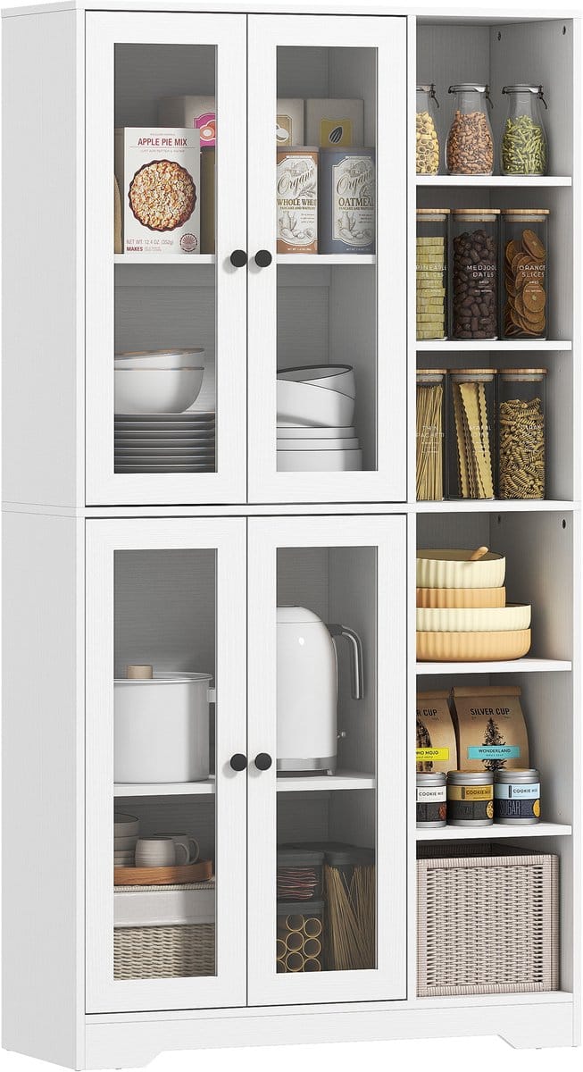 HOMCOM Keukenvoorraadkast Spaanplaat, MDF 90L x 35B x 172H cm Wit