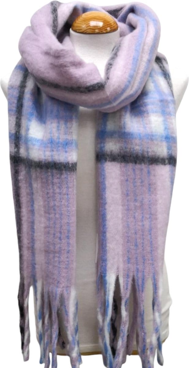 Lange Warme Sjaal - Dikke Kwaliteit - Lila - Blauw - 215 x 38 cm (225)