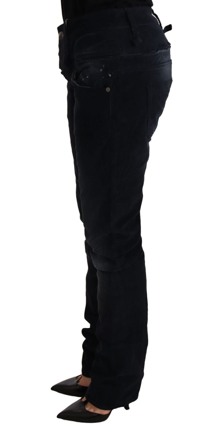 Acht Blauw Gewassen Katoenen Denim Jeans
