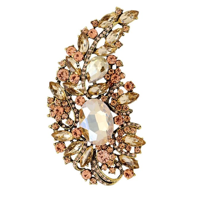 Broche Épingle Fleur Strass Grande Accessoires Manteau Hiver Mode Bijoux Mariage Haute Qualité Vintage beige