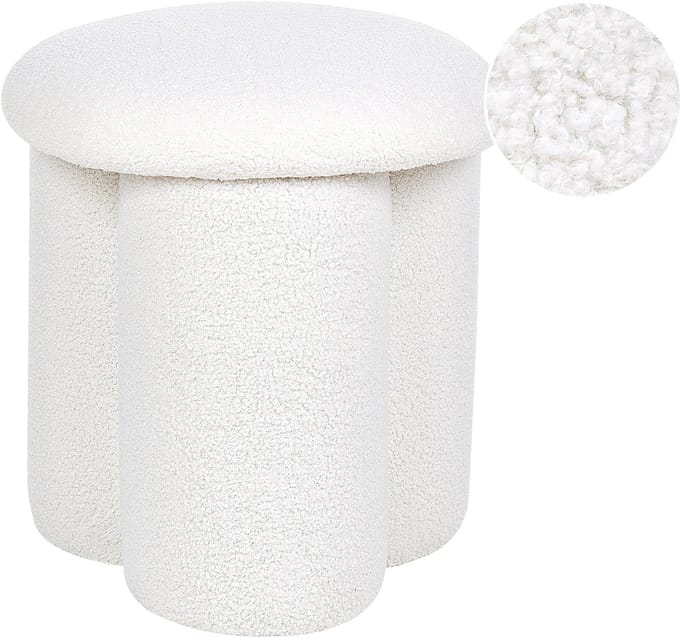 CARRINGTON - Poef - Wit - Bouclé