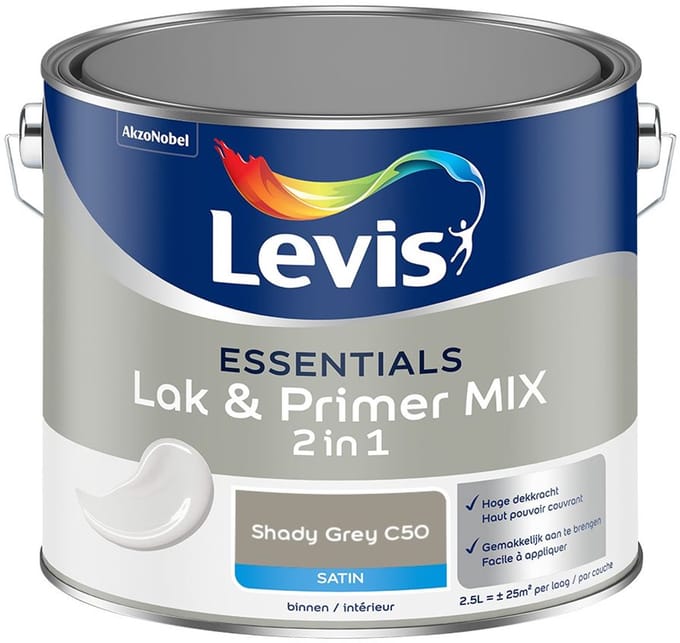 Levis - Essentials Lak & Primer Mix - Shady Grey C50 - Mengverf - 2,5 L