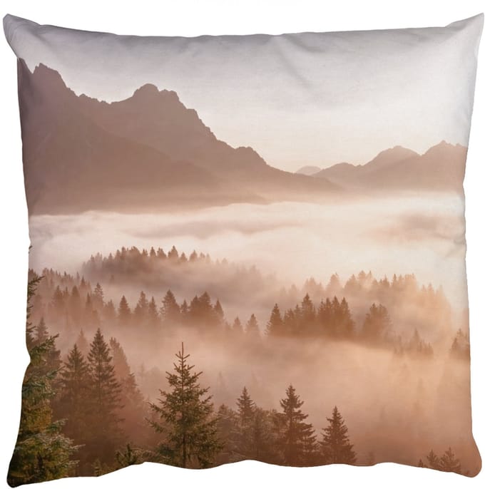 Sierkussens - Kussentjes Woonkamer - 60x60 cm - Zonlicht - Mist - Bergen - Bomen