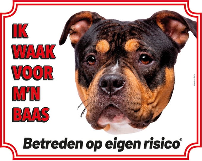 American Bully Waakbord - Ik waak voor mijn baas