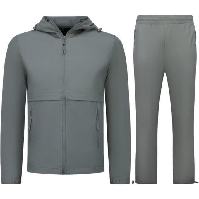 Dunne Tech Suit Heren - Zomerset Trainingspak Heren - Huispak Heren -1050 - Grijs