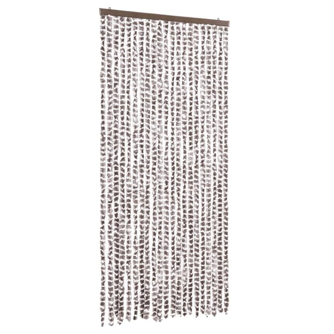 vidaXL - Vliegengordijn - 90x200 - cm - chenille - taupe - en - wit