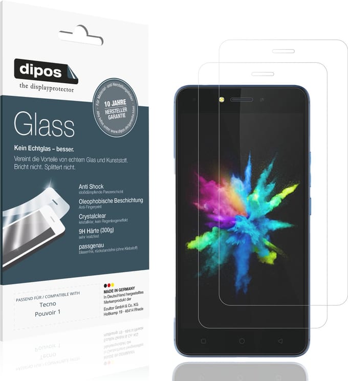 dipos – 2x Pantserfolie geschikt voor Tecno Pouvoir 1 | 9H Screenprotector