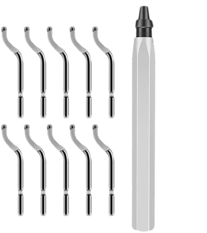 Ontbramen Tool - Metaal Bewerker - Randjes Glad Maken - Aluminium Handvat - 10 Extra Snijders - Wit
