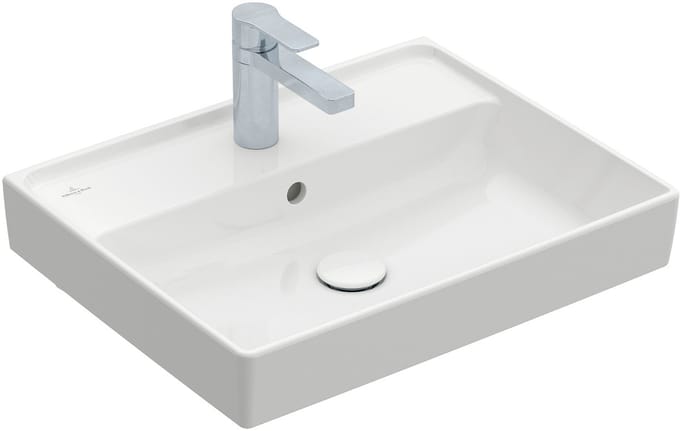 Villeroy & Boch Collaro - Wastafel 55x44 cm, met overloop, met kraangat, CeramicPlus, Stone White 4A3355RW