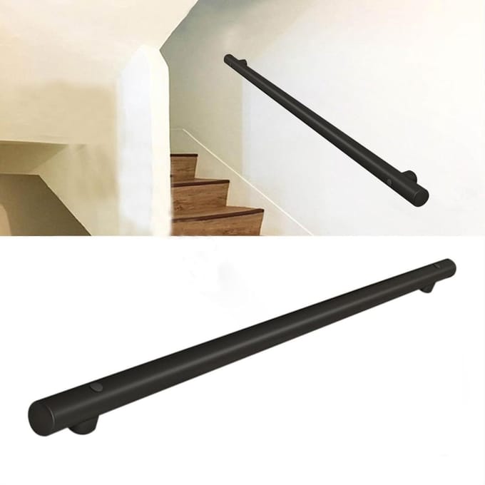 Ronde Trap Leuning - Trapleuning Beugel - Veiligheid Verhogen - Roestvrij Staal - 510cm - Mat Zwart