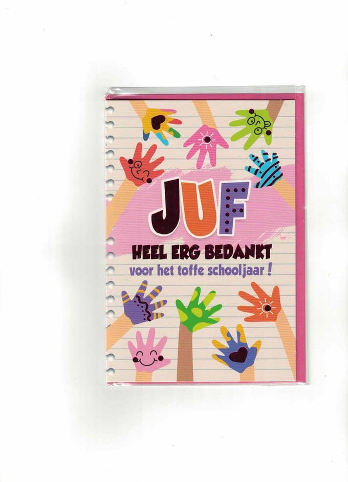 Wenskaart - Einde schooljaar - bedankt juf - bedankt invaljuf