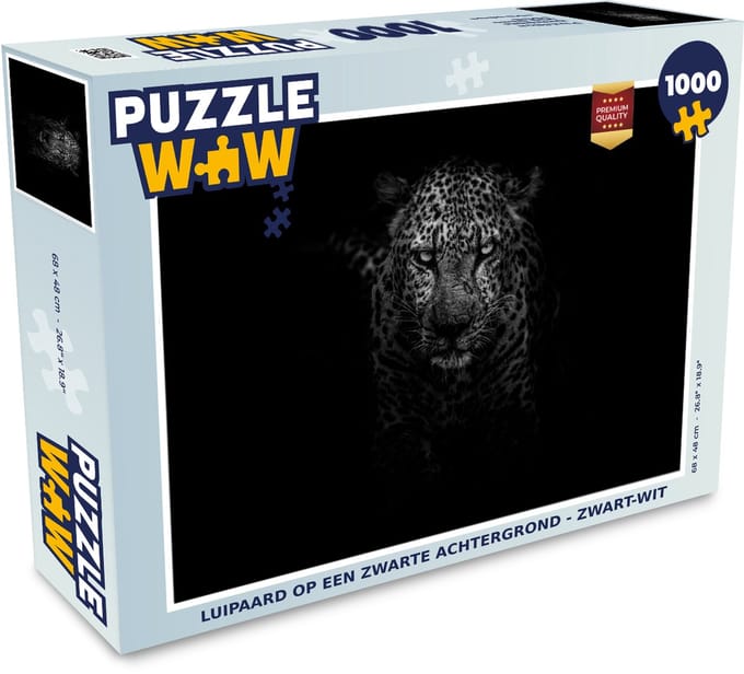 Puzzel Luipaard - Zwart - Wit - Legpuzzel - Puzzel 1000 stukjes volwassenen