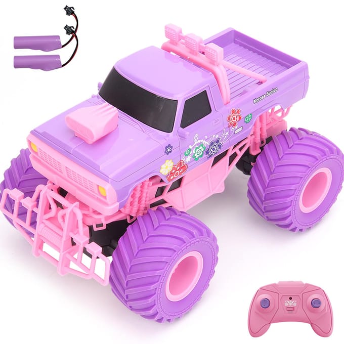 Afstandsbediening auto voor meisjes 2,4 GHz roze paars afstandsbediening pick-up oplaadbaar off-road Style B 2 Battery roze/paars