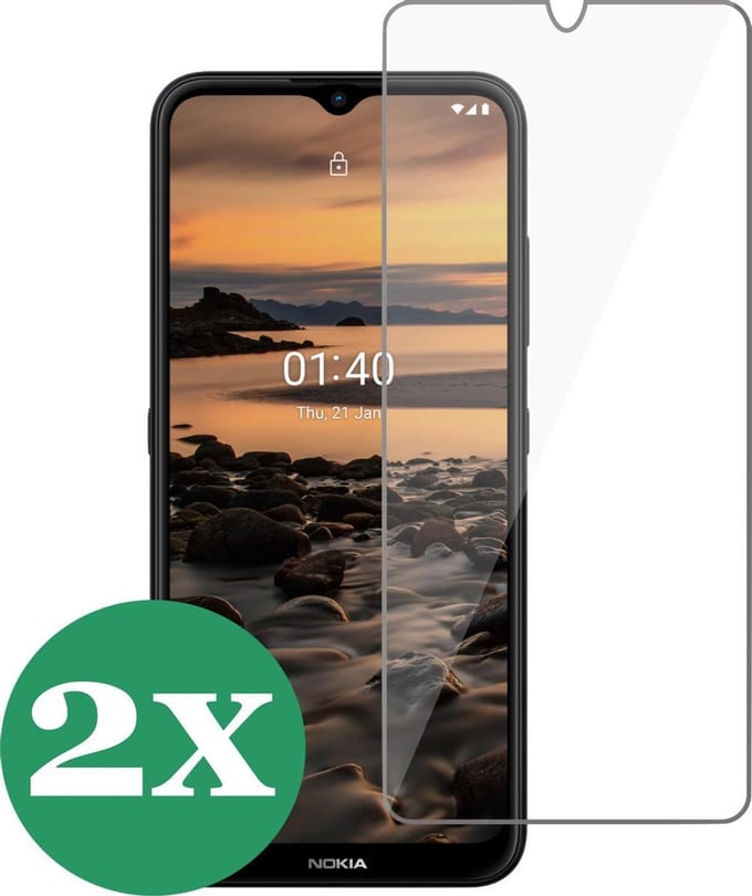 Screenprotector geschikt voor Nokia 1.4 - Screen Protector Glas - 2 Stuks