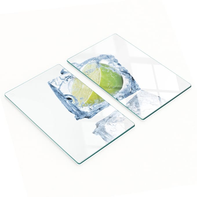 Geharde multifunctionele decoratieve glazen borden Lime Ice 2x30x52 cm