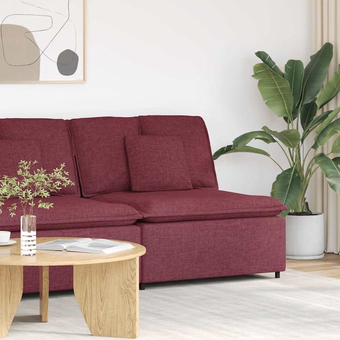 vidaXL Modulaire bank middenmodule met kussens 100 cm wijnrood
