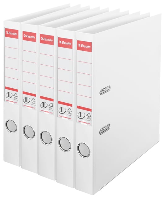 Esselte Nr.1 Vivida Ordner - Rugbreedte van 50mm - Voordeelverpakking (5 stuks) - Wit
