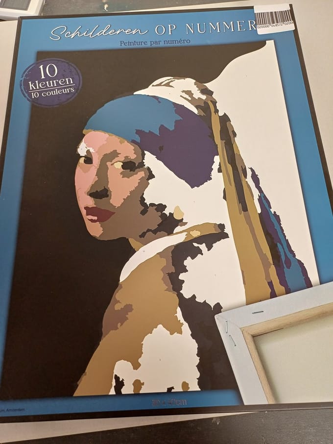 Schilderen op nummer meisje met de parel van Vermeer
