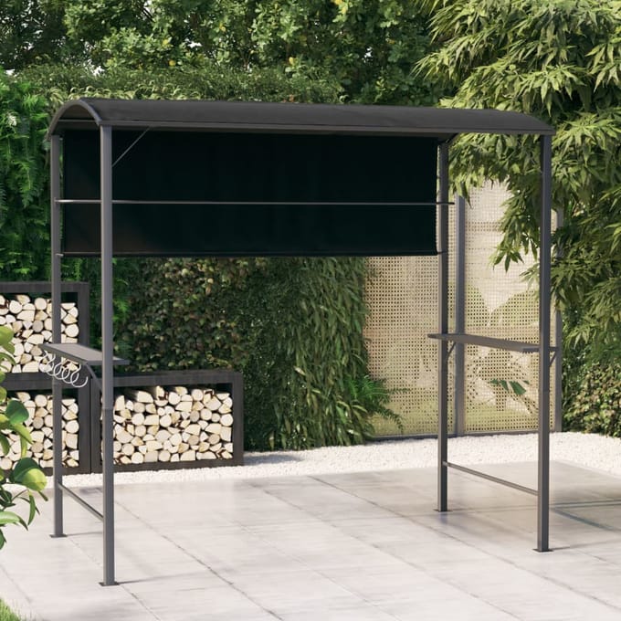 vidaXL - Prieel - met - dak - 220x110x200 - cm - antracietkleurig