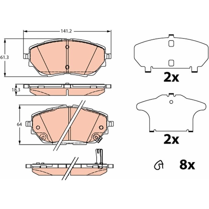 Remblokset TRW GDB2290, voor