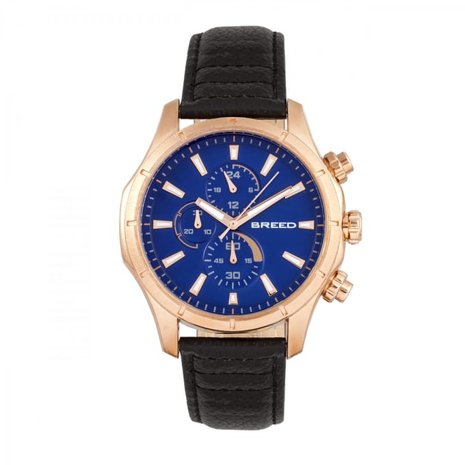 Breed Lacroix chronograaf horloge met leren band