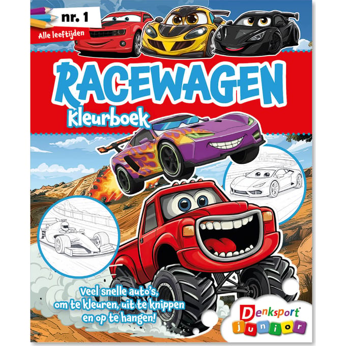Denksport Junior Puzzelboek - Racewagen Kleurboek, editie 1
