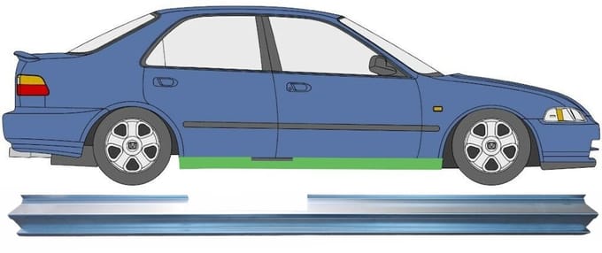Reparatie dorpel voor Honda Civic 1991-1995 / Rechts
