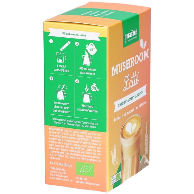 Purasana Latté Mushroom BIO - 6 x 10 gr
