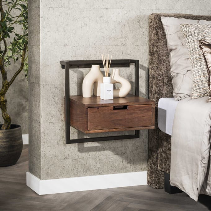 Hoyz Collection - Nachtkastje Air Solid 1 Lade - Massief Acacia Bruin