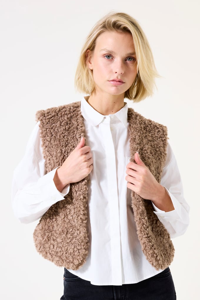 GARCIA Dames Effen Jack Bruin Sleeveless